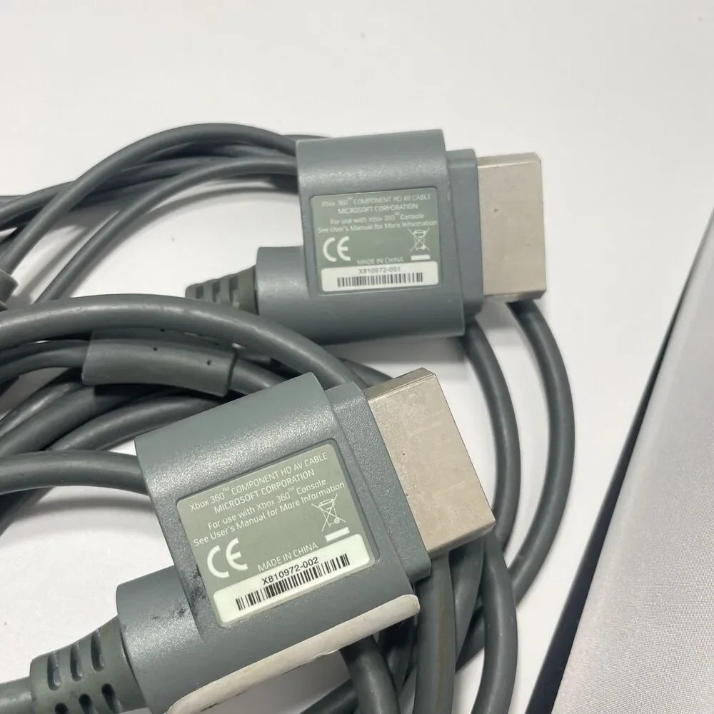 Oem Xbox 360 Component HD AV Cables Lot of 2 & AC Power Cord Gray Untested